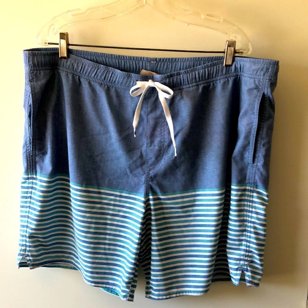 Quiksilver Waterman Collection Striped Swim Shorts Size L GUC Blue